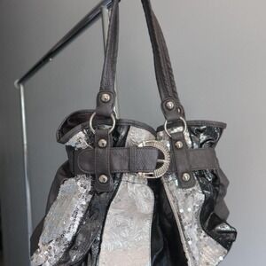 Silver Purse Bag Sparkly Glitter Sequin‎ Glam Party